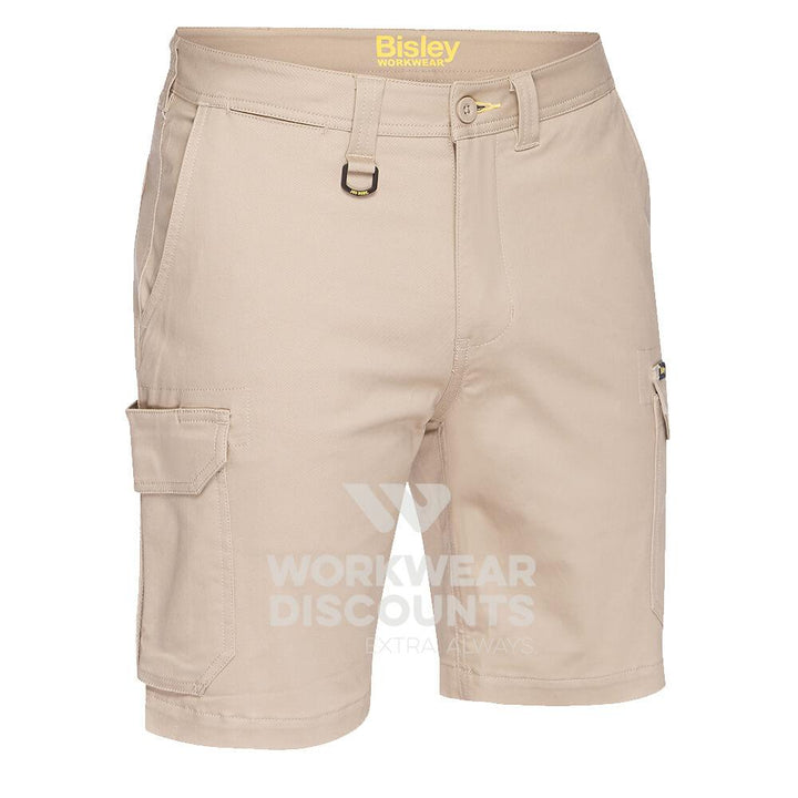 Bisley BSHC1008 Mens Stretch Cotton Cargo Short Stone Front