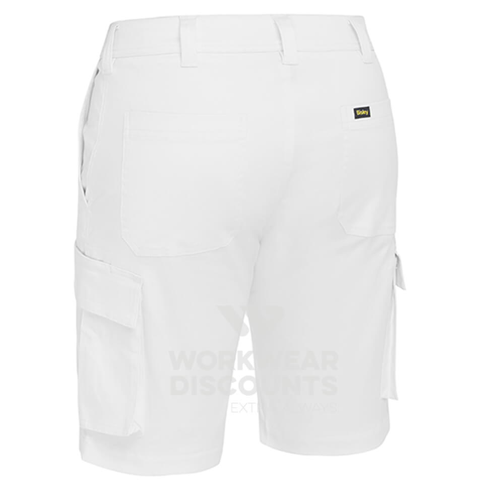 Bisley BSHC1008 Mens Stretch Cotton Cargo Short White Back