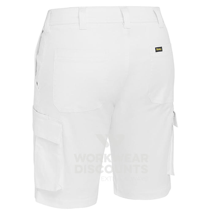 Bisley BSHC1008 Mens Stretch Cotton Cargo Short White Back
