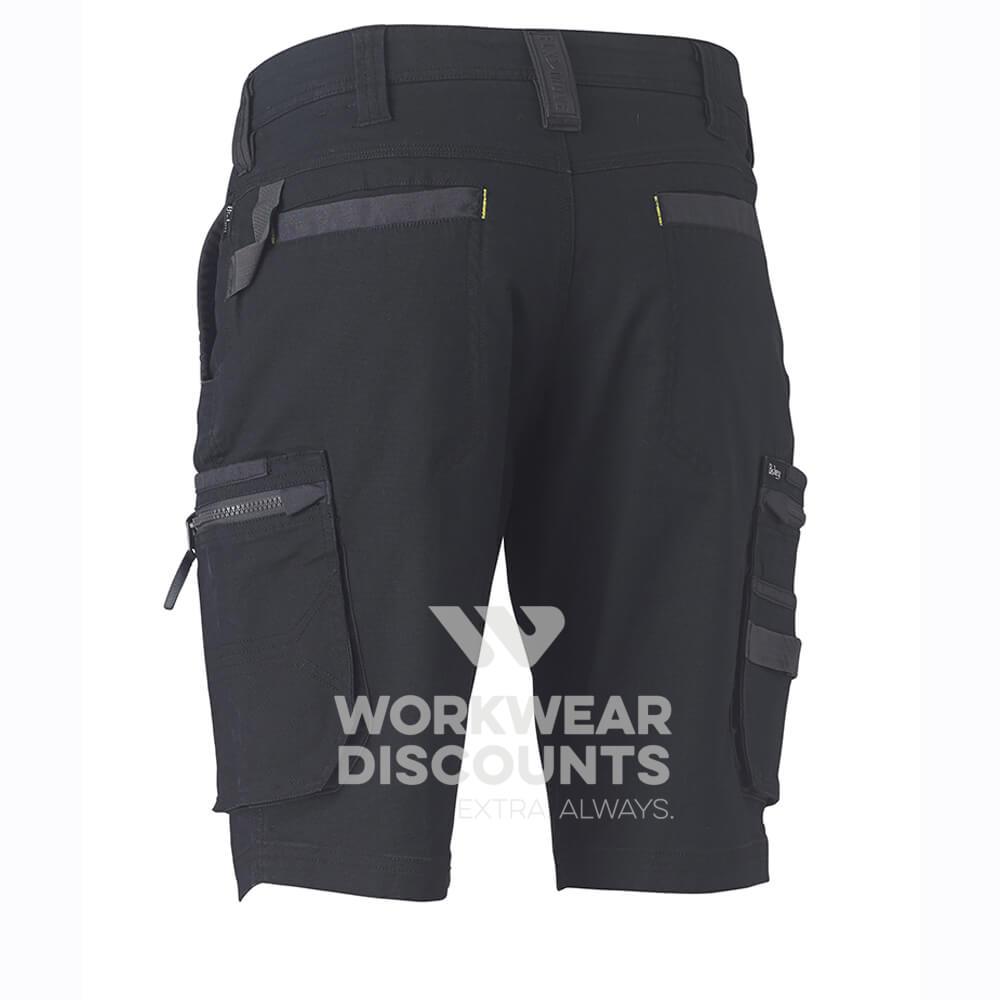 Bisley BSHC1330 Flex & Move Stretch Utility Zip Cargo Short Black Back