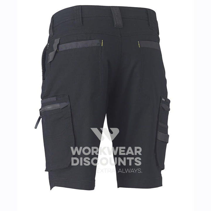 Bisley BSHC1330 Flex & Move Stretch Utility Zip Cargo Short Black Back