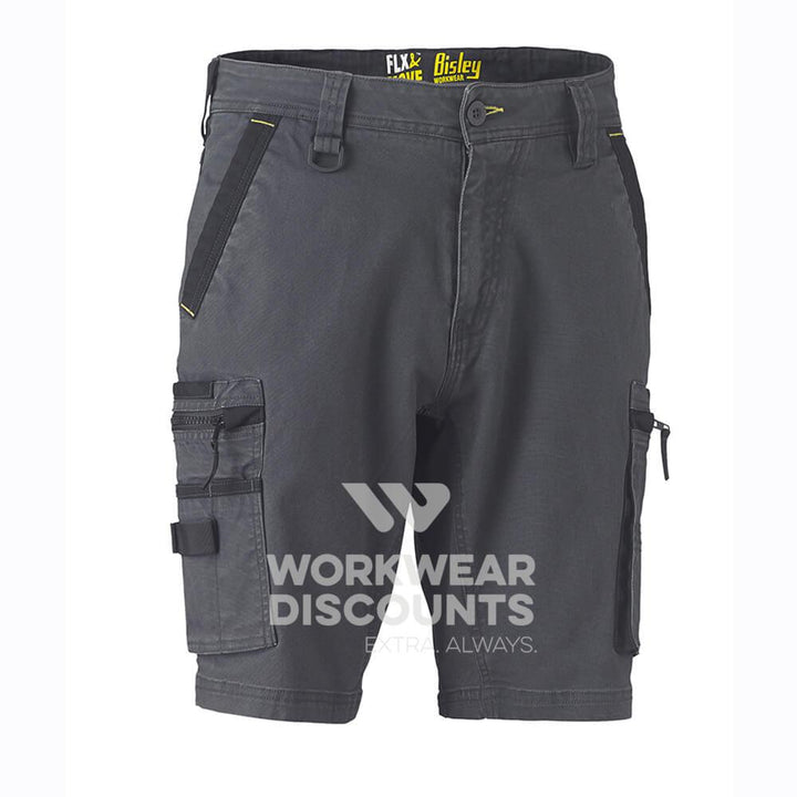 Bisley BSHC1330 Flex & Move Stretch Utility Zip Cargo Short Charcoal Front