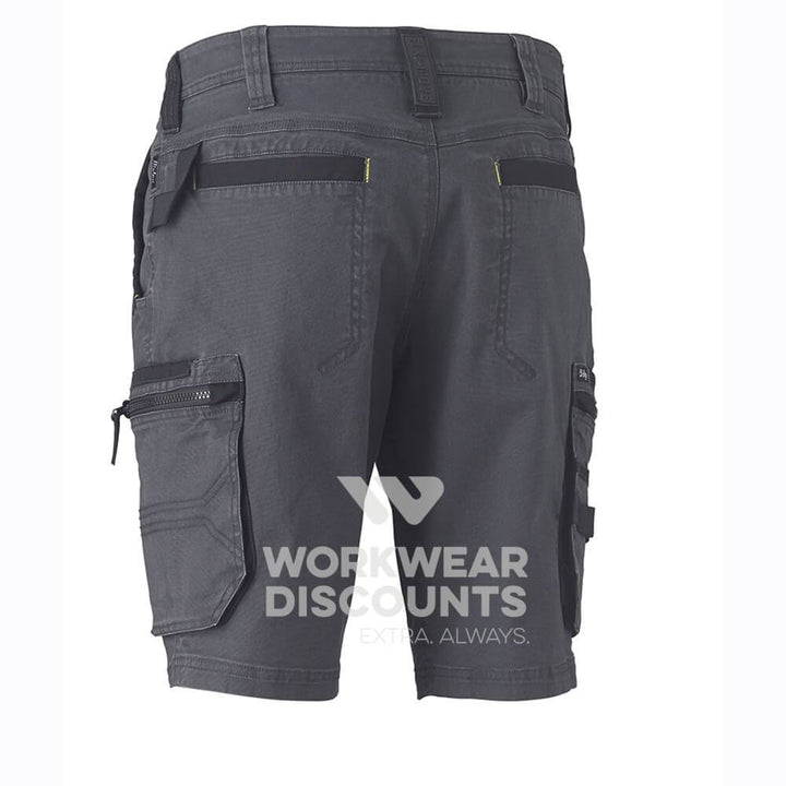 Bisley BSHC1330 Flex & Move Stretch Utility Zip Cargo Short Charcoal Back