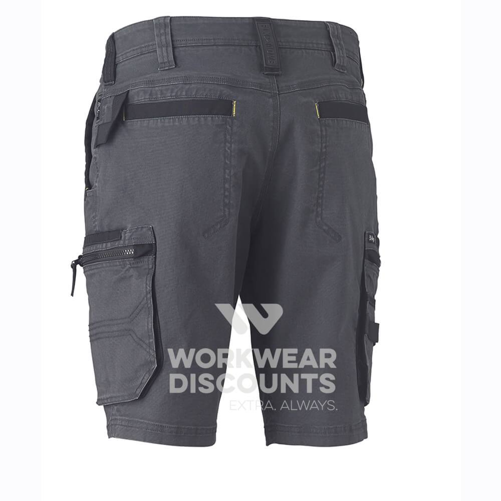 Bisley BSHC1330 Flex & Move Stretch Utility Zip Cargo Short Charcoal Back
