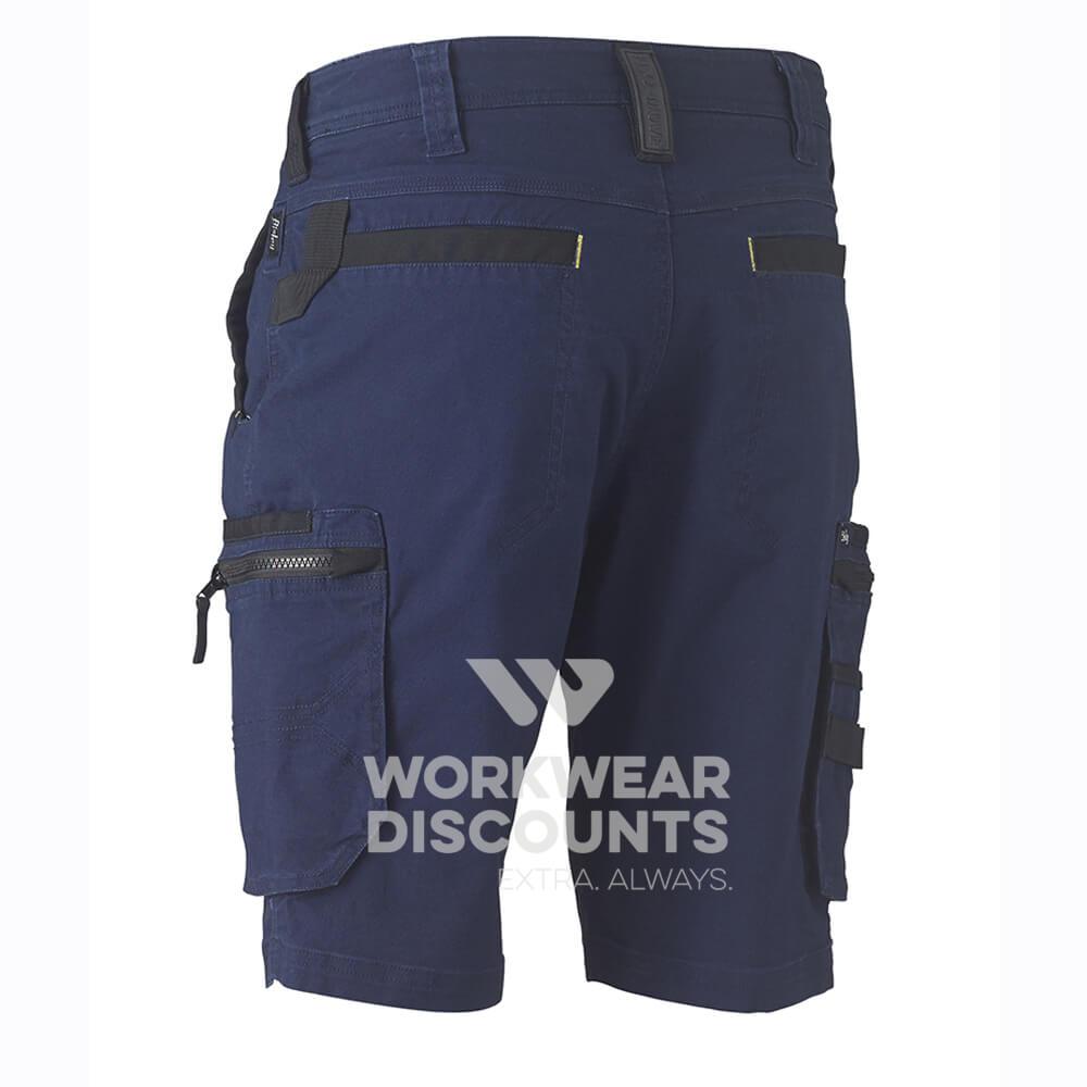 Bisley BSHC1330 Flex & Move Stretch Utility Zip Cargo Short Navy Back