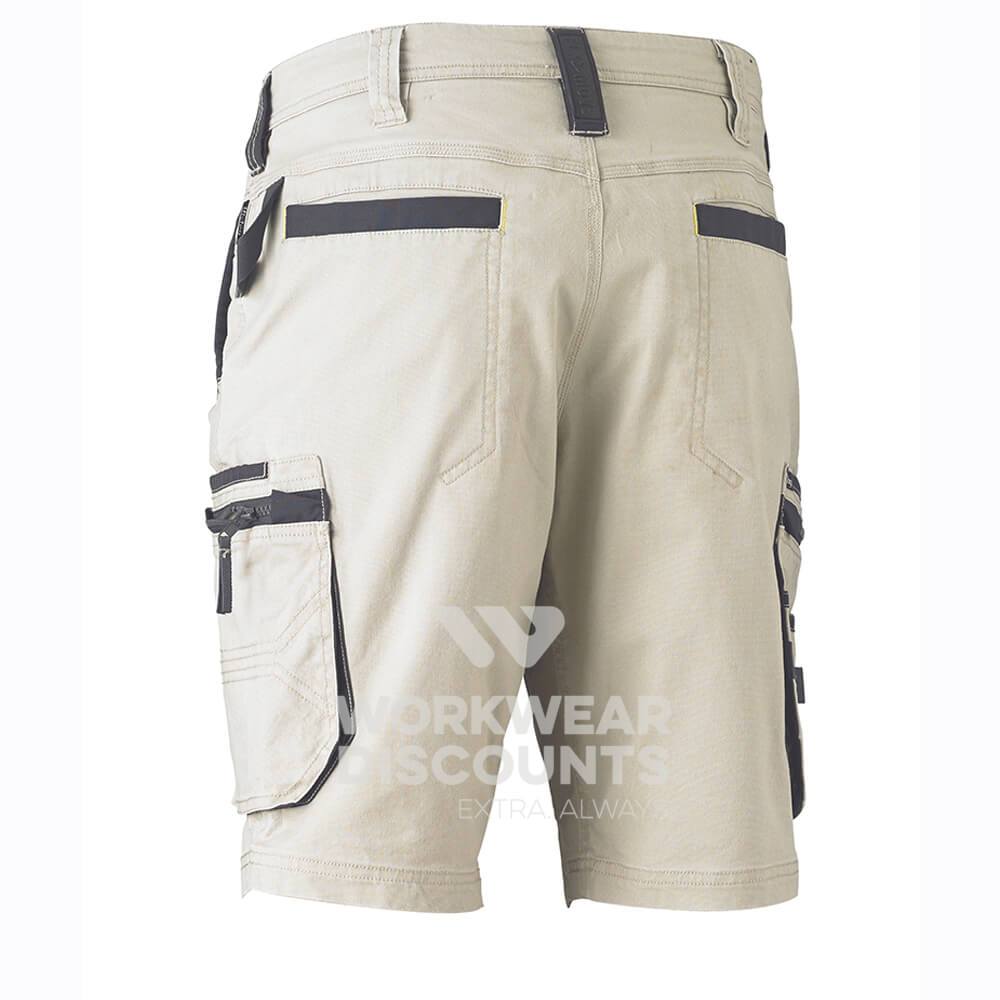 Bisley BSHC1330 Flex & Move Stretch Utility Zip Cargo Short Stone Back