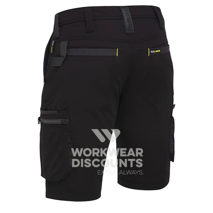 Bisley BSHC1332 FLX & Move 4-Way Stretch Zip Cargo Shorts Black Back