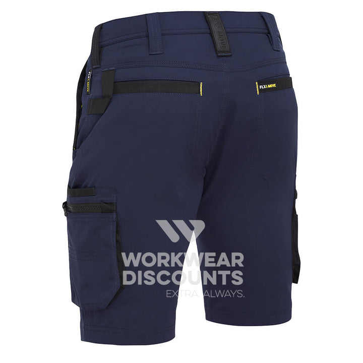 Bisley BSHC1332 FLX & Move 4-Way Stretch Zip Cargo Shorts Navy Back