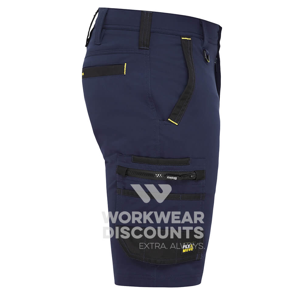 Bisley BSHC1332 FLX & Move 4-Way Stretch Zip Cargo Shorts Navy Side