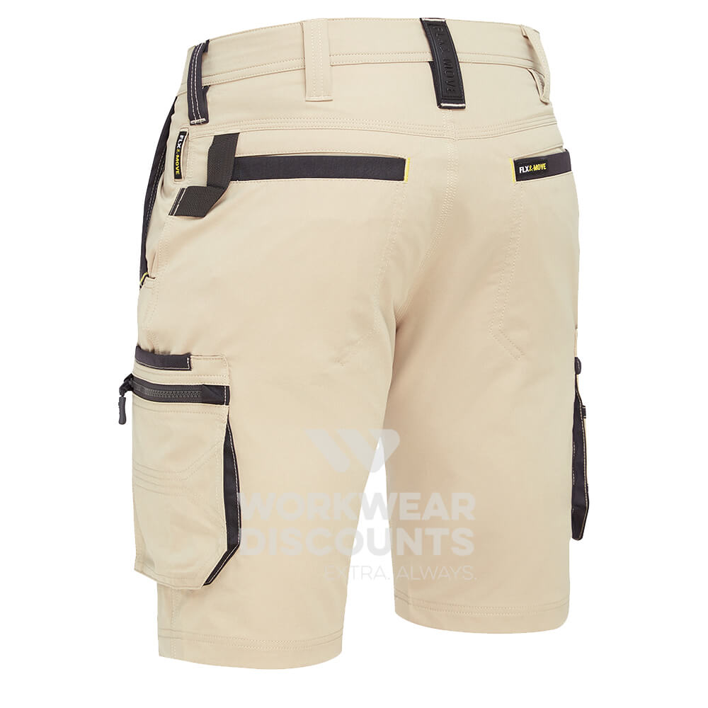 Bisley BSHC1332 FLX & Move 4-Way Stretch Zip Cargo Shorts Stone Back
