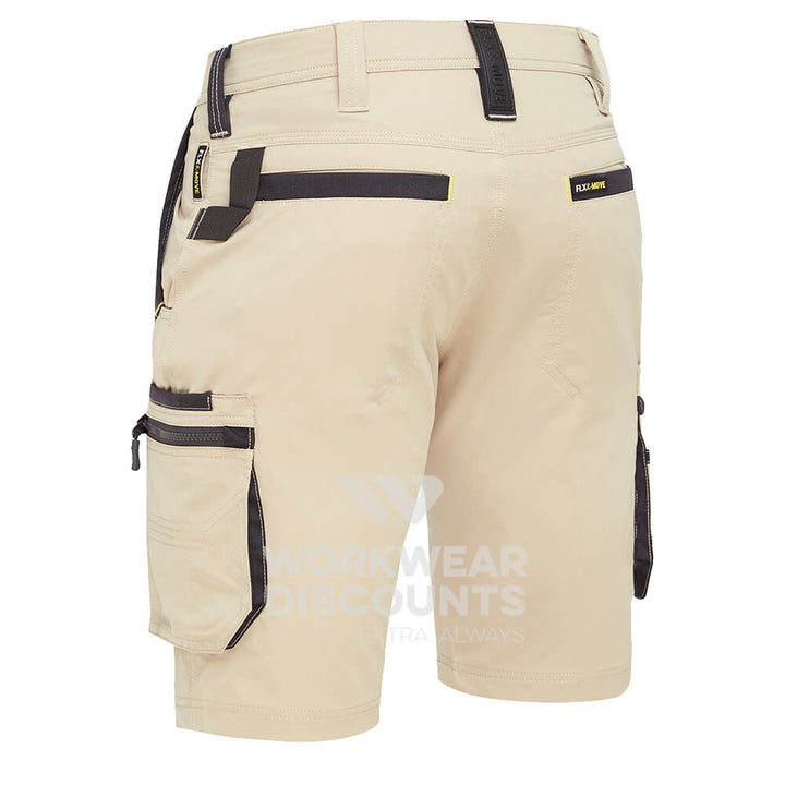 Bisley BSHC1332 FLX & Move 4-Way Stretch Zip Cargo Shorts Stone Back