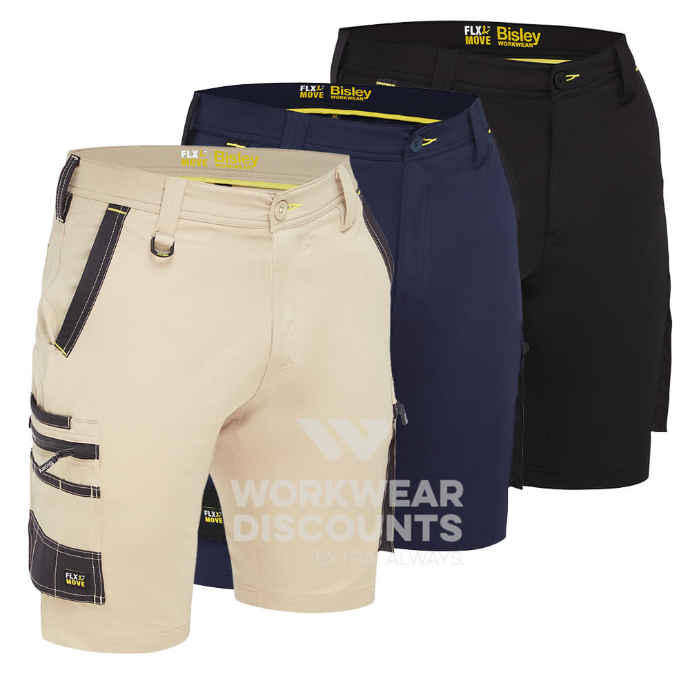 Bisley BSHC1332 FLX & Move 4-Way Stretch Zip Cargo Shorts