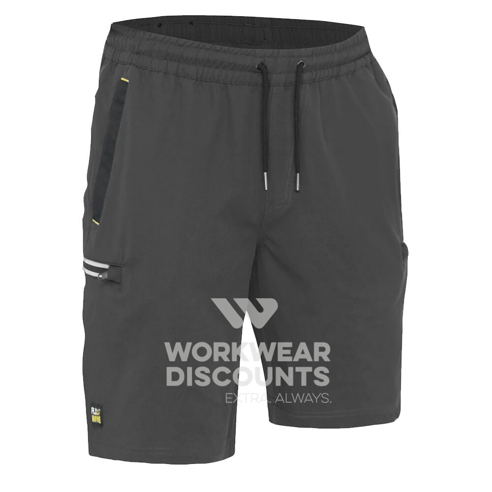 Bisley BSHC1333 Flex & Move 4 Way Stretch Elastic Waist Cargo Short Stone