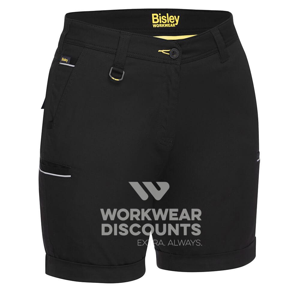Bisley BSHL1015 Womens Stretch Cotton Short Black Front
