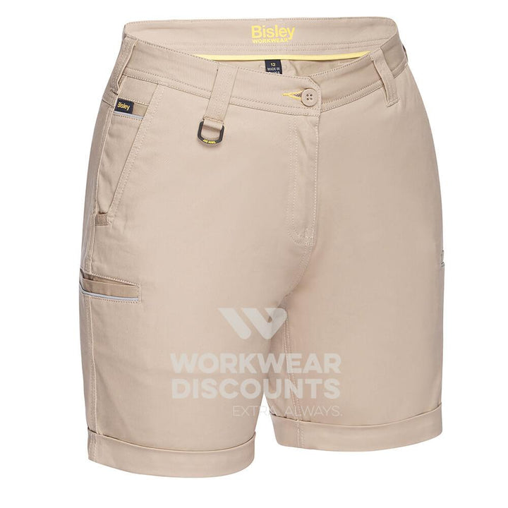 Bisley BSHL1015 Womens Stretch Cotton Short Stone Front