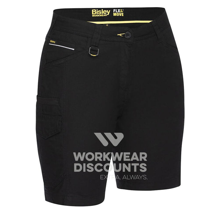 Bisley BSHL1044 Womens Flex & Move Cargo Short Black Front