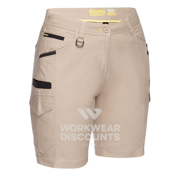Bisley BSHL1044 Womens Flex & Move Cargo Short Stone Front