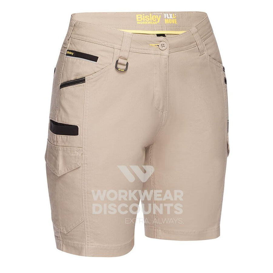 Bisley BSHL1044 Womens Flex & Move Cargo Short Stone Front