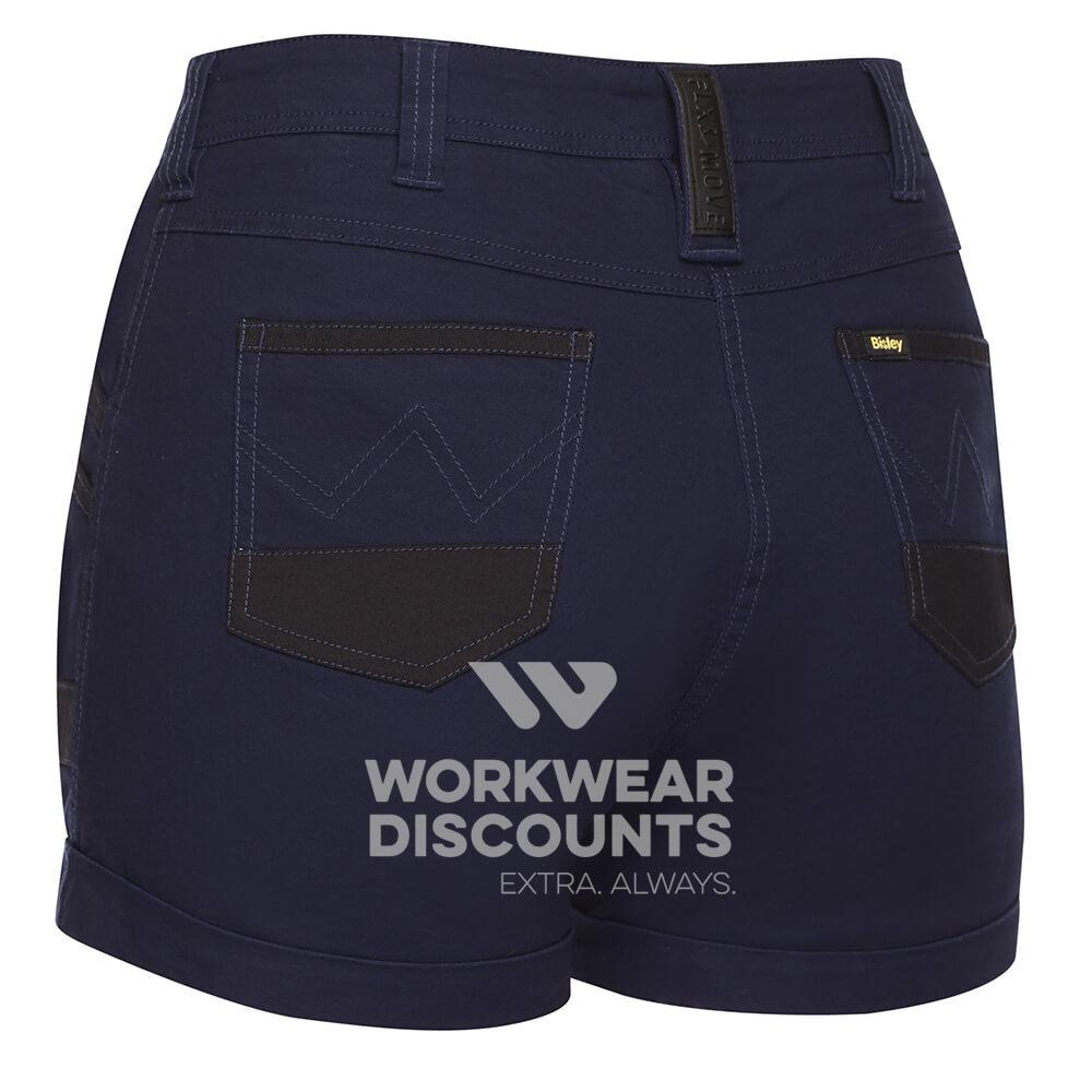 Bisley BSHL1045 Womens Flex & Move Short Shorts Navy Back
