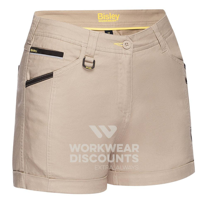 Bisley BSHL1045 Womens Flex & Move Short Shorts Stone Front