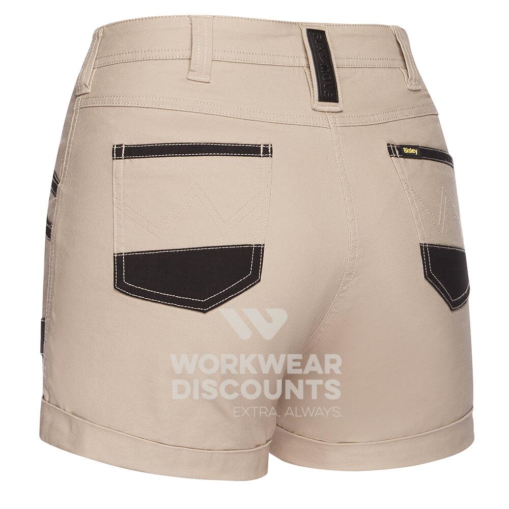 Bisley BSHL1045 Womens Flex & Move Short Shorts Stone Back