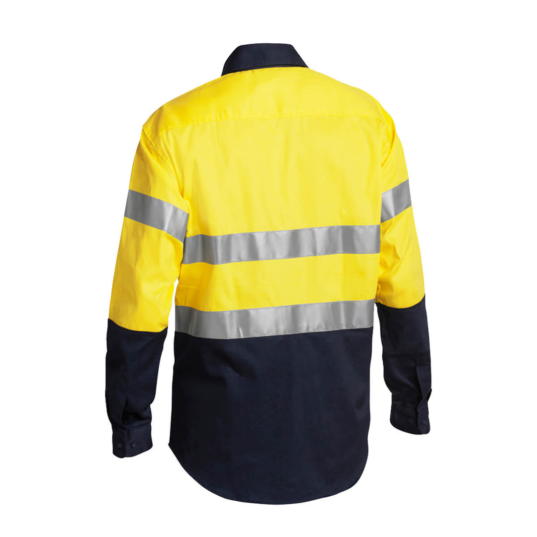 Bisley BT6456 Hi Vis Taped Cotton Drill Shirt Long Sleeve Orange/Navy