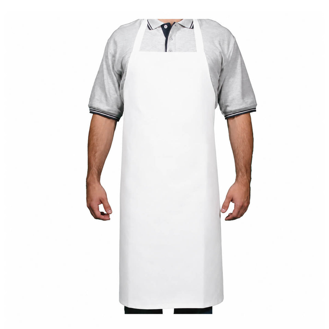 DNC 2512 Poly Cotton Full Bib Apron No Pocket White