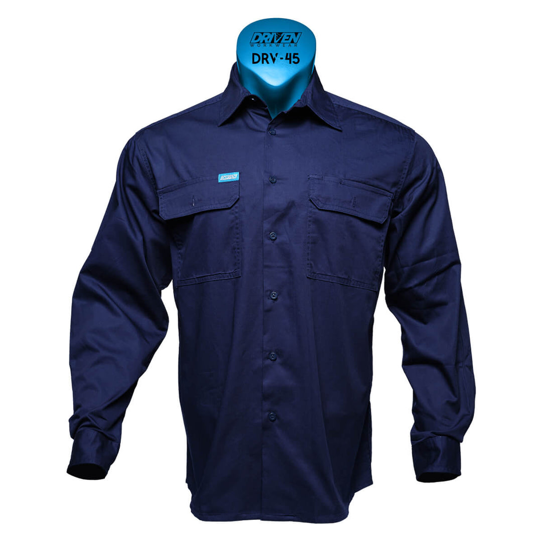 Driven DRV 45 Mens Long Sleeve Lightweight Shirt Navy Front