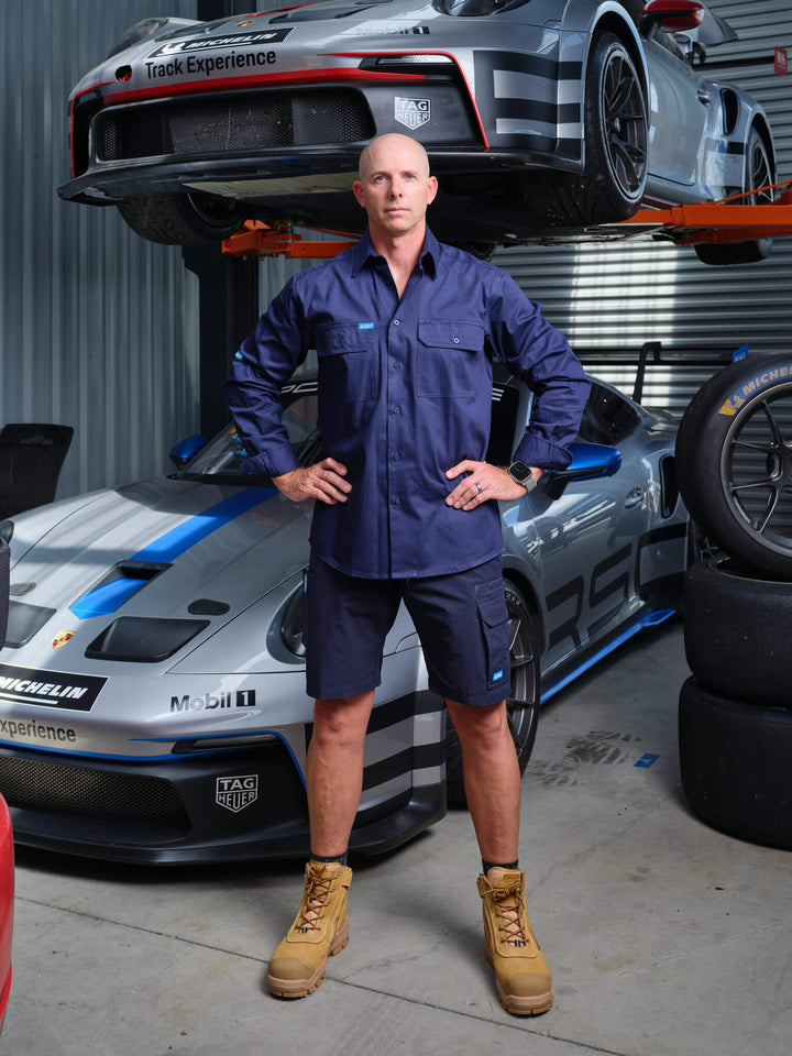 Driven DRV 55 Mens Long Sleeve Drill Shirt Navy – Front View