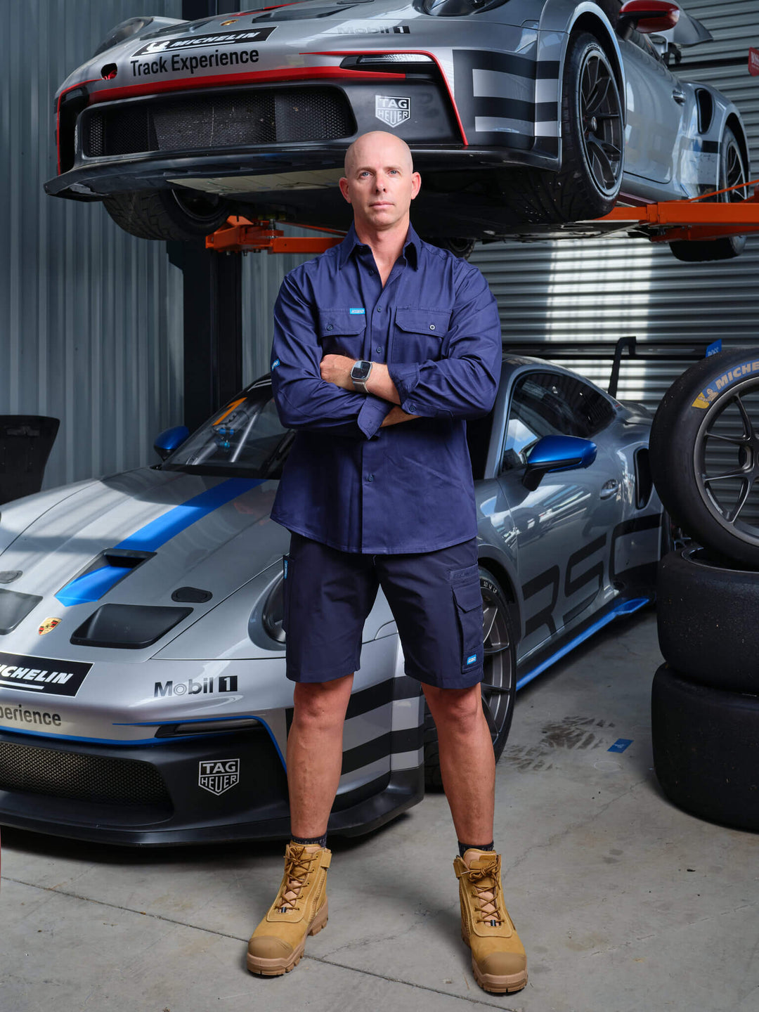 Driven DRV 55 Mens Long Sleeve Drill Shirt Navy – Back View