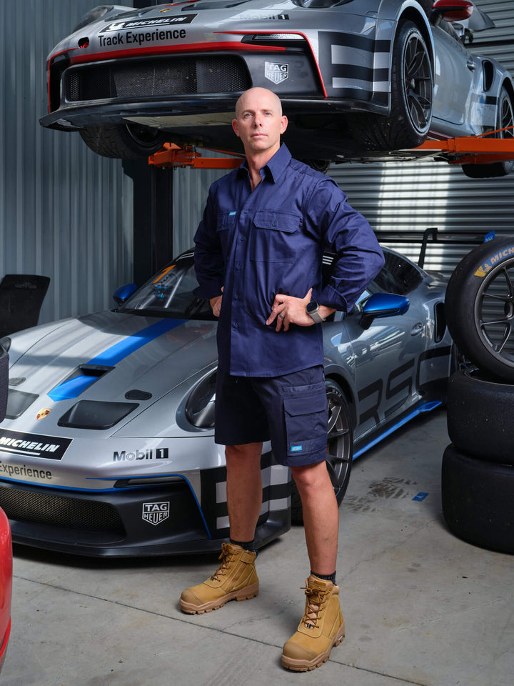 Driven DRV 55 Mens Long Sleeve Drill Shirt Navy – View 03