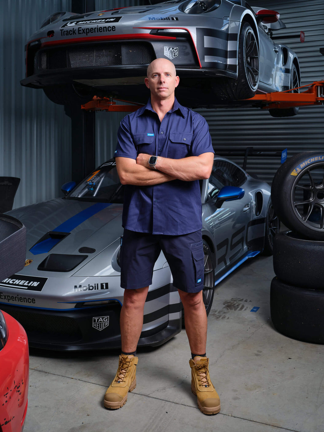 Driven DRV 56 Mens Short Sleeve Drill Shirt Navy – Back View