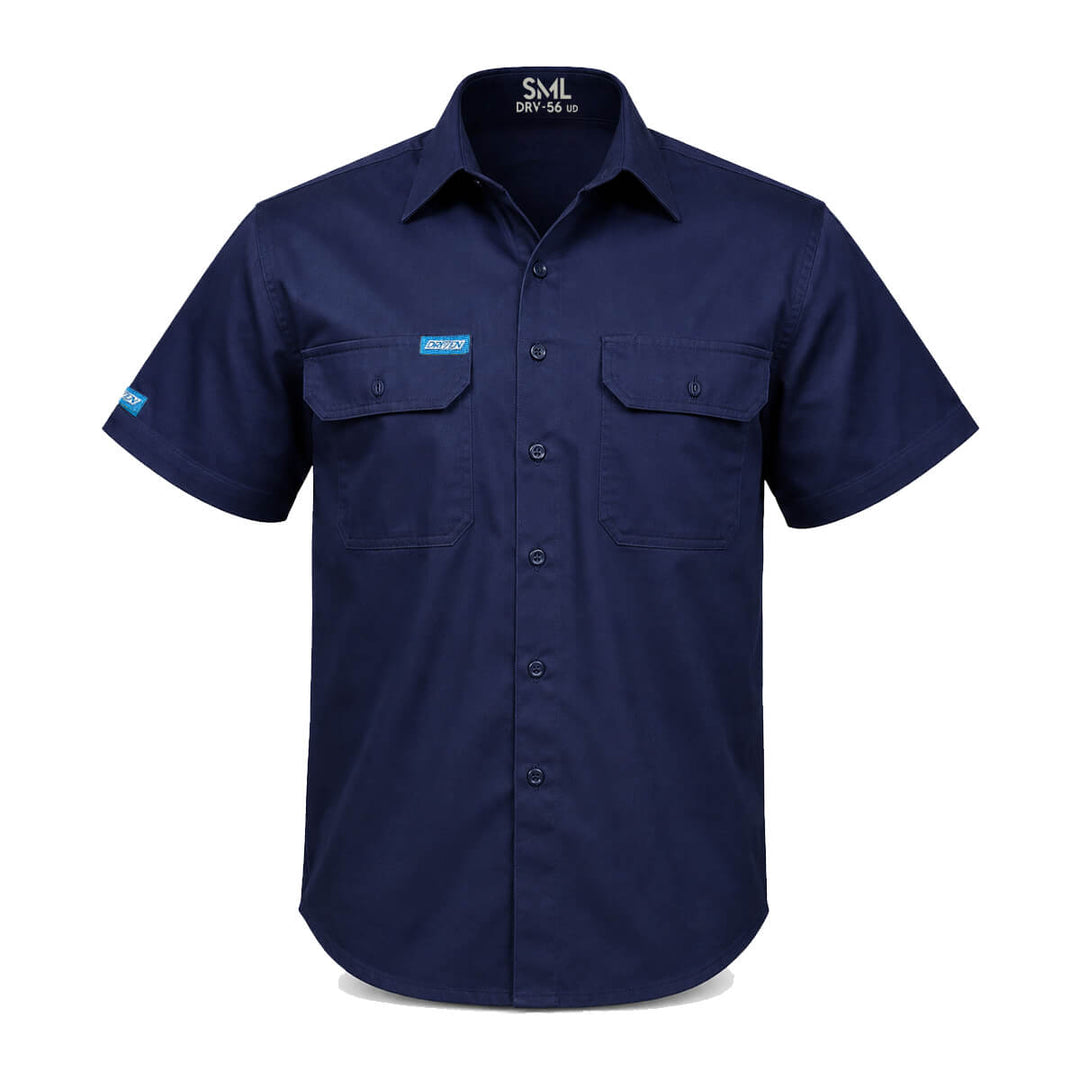 Driven DRV 56 Mens Short Sleeve Drill Shirt Navy