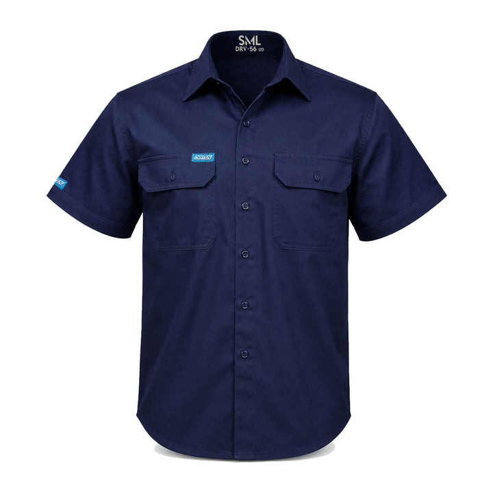 Driven DRV 56 Mens Short Sleeve Drill Shirt Navy