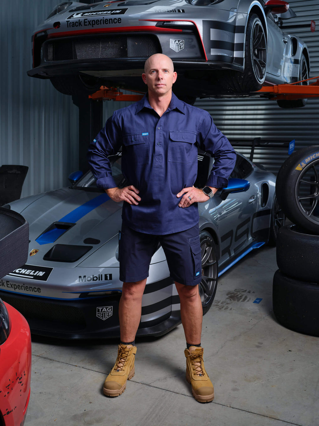 Driven DRV 57 Mens Long Sleeve Drill Shirt Closed Front Navy – Front View