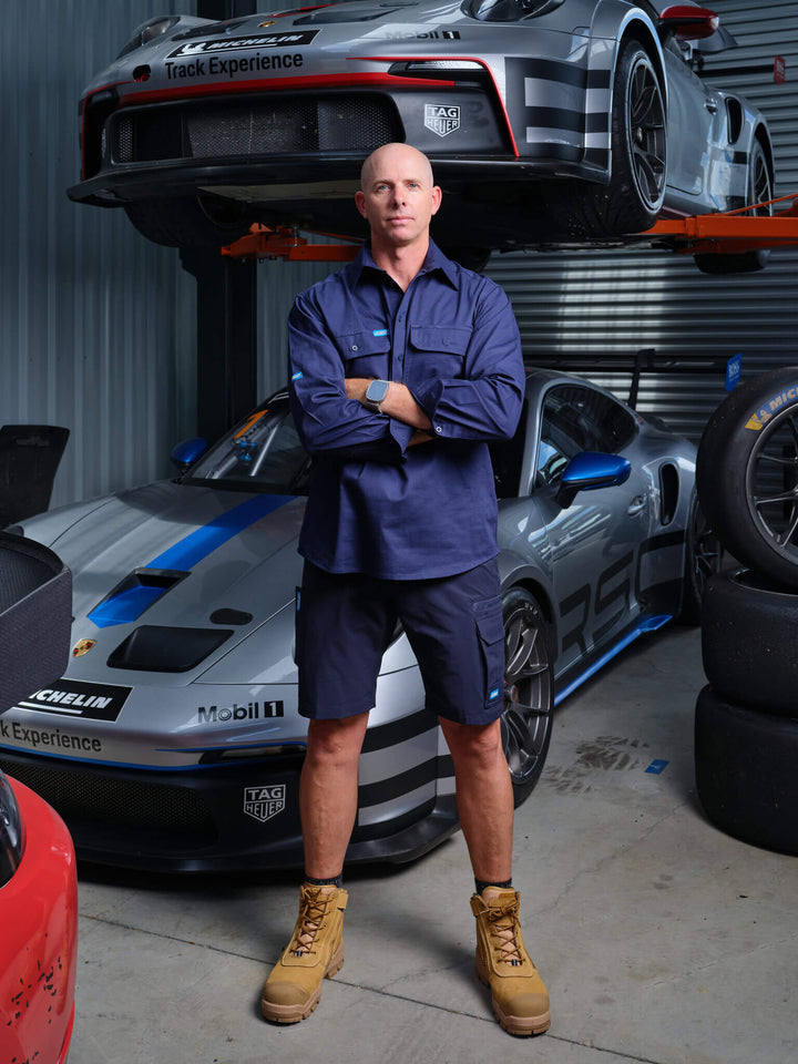 Driven DRV 57 Mens Long Sleeve Drill Shirt Closed Front Navy – Back View