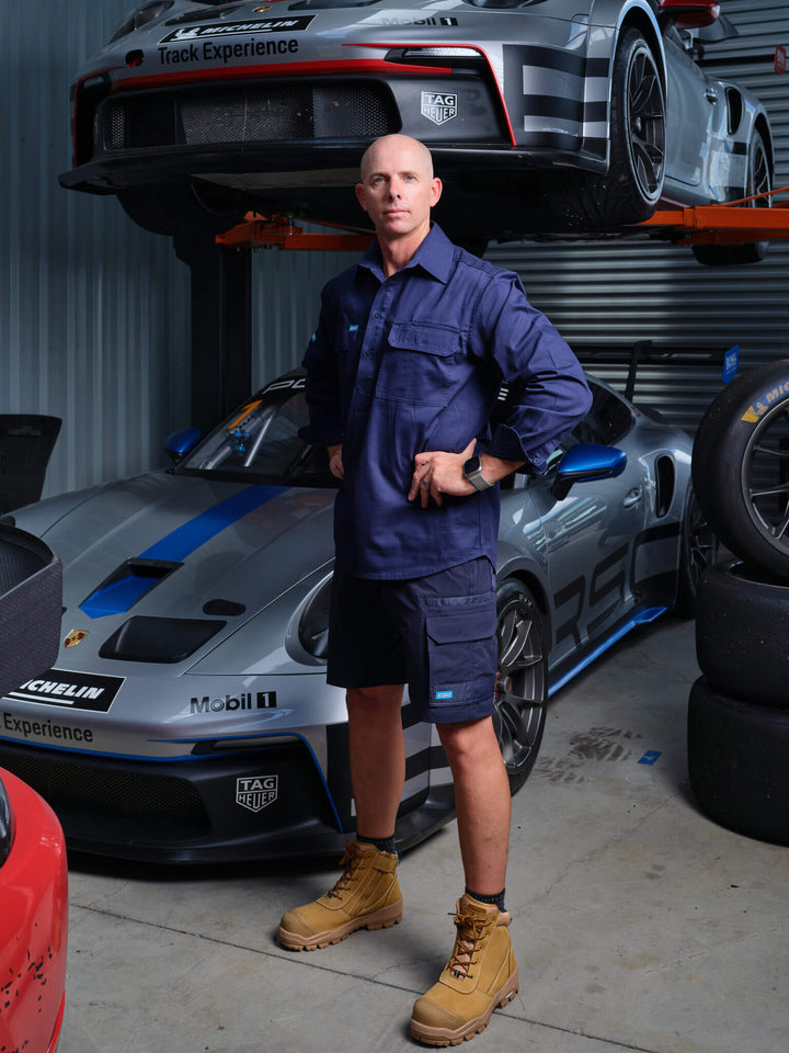 Driven DRV 57 Mens Long Sleeve Drill Shirt Closed Front Navy – View 03