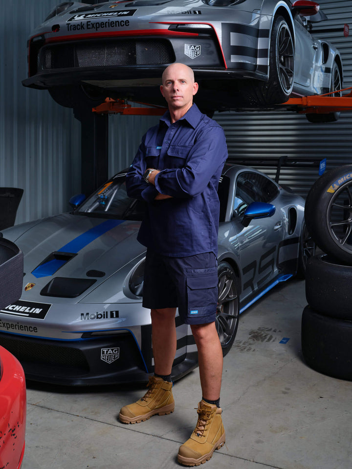 Driven DRV 57 Mens Long Sleeve Drill Shirt Closed Front Navy – View 04