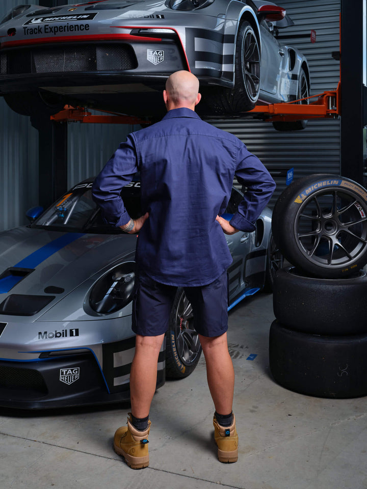 Driven DRV 57 Mens Long Sleeve Drill Shirt Closed Front Navy – View 05