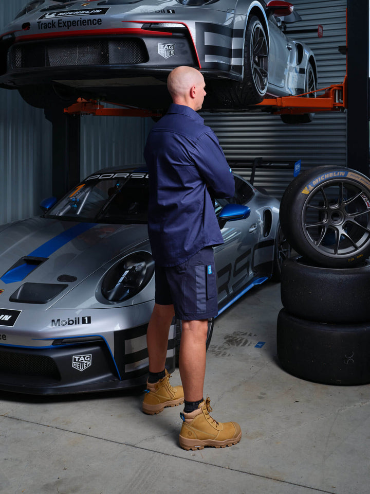 Driven DRV 57 Mens Long Sleeve Drill Shirt Closed Front Navy – View 07