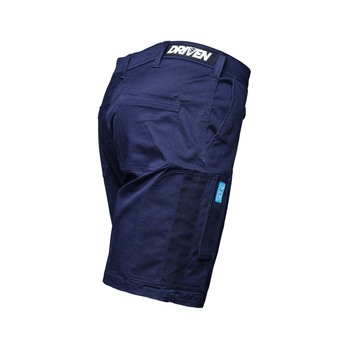 Driven DRV 32 Mens Fixed Waist Stretch Cargo Short 9" inleg Navy Back