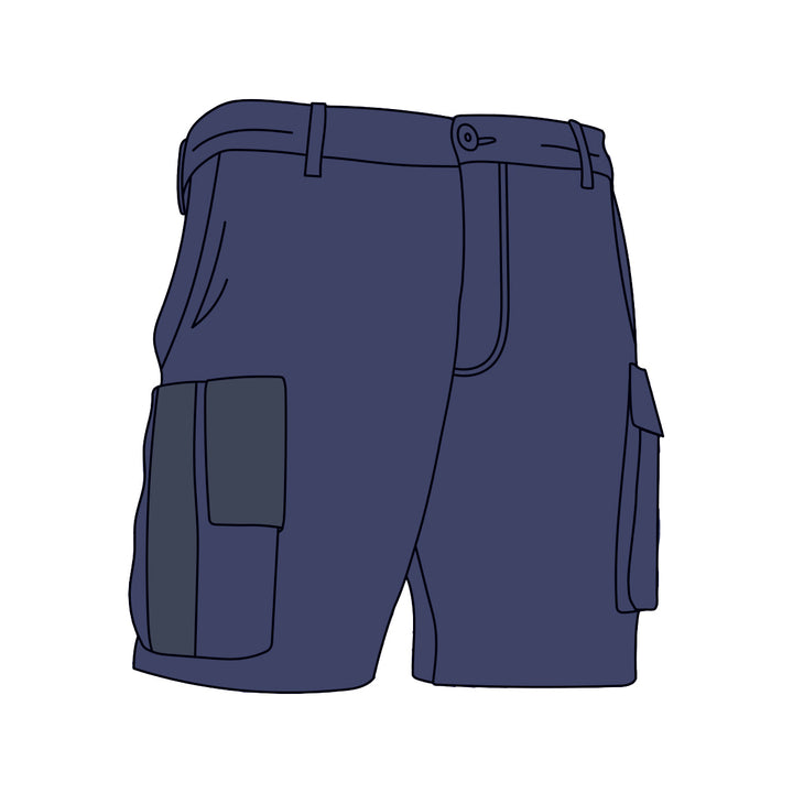 Driven DRV 32 Mens Fixed Waist Stretch Cargo Short 9" inleg Navy Front