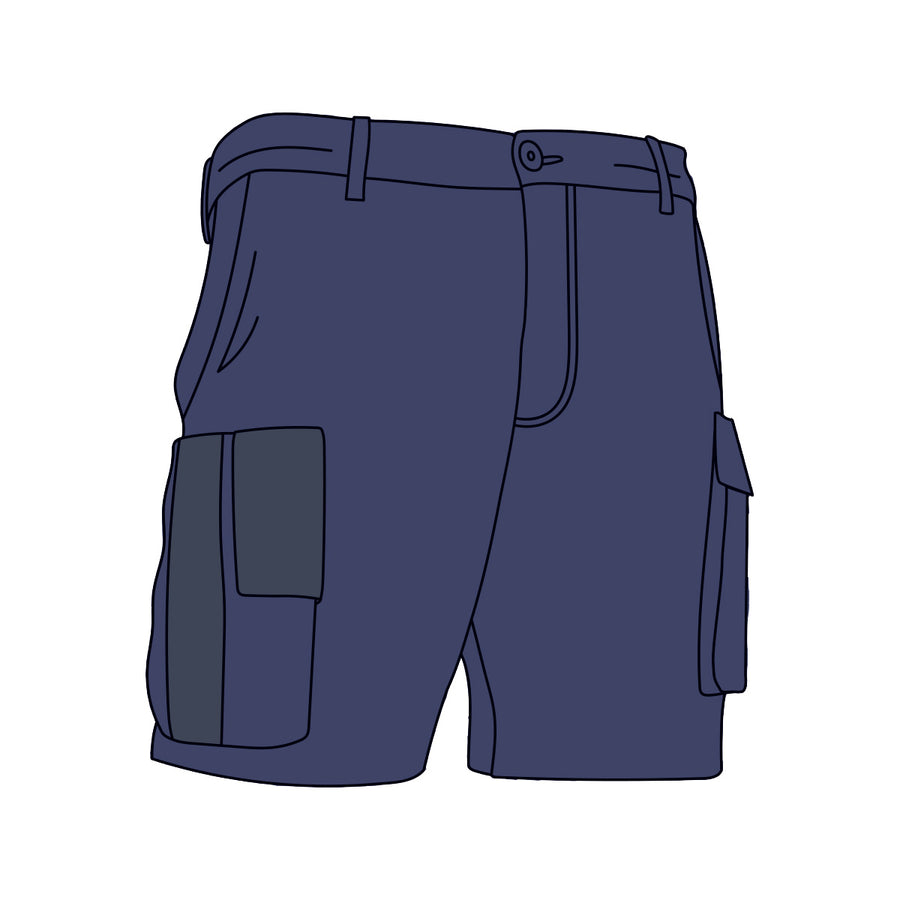 Driven DRV 32 Mens Fixed Waist Stretch Cargo Short 9" inleg Navy Front