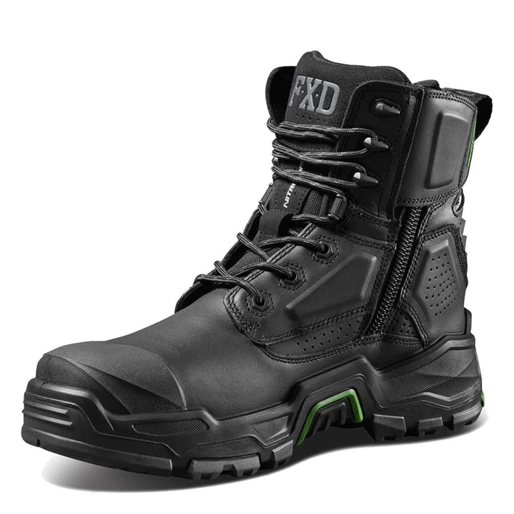 FXD Dura X-1 6" Lace + Zip Composite Toe Pen Resistant Leather Boots Black