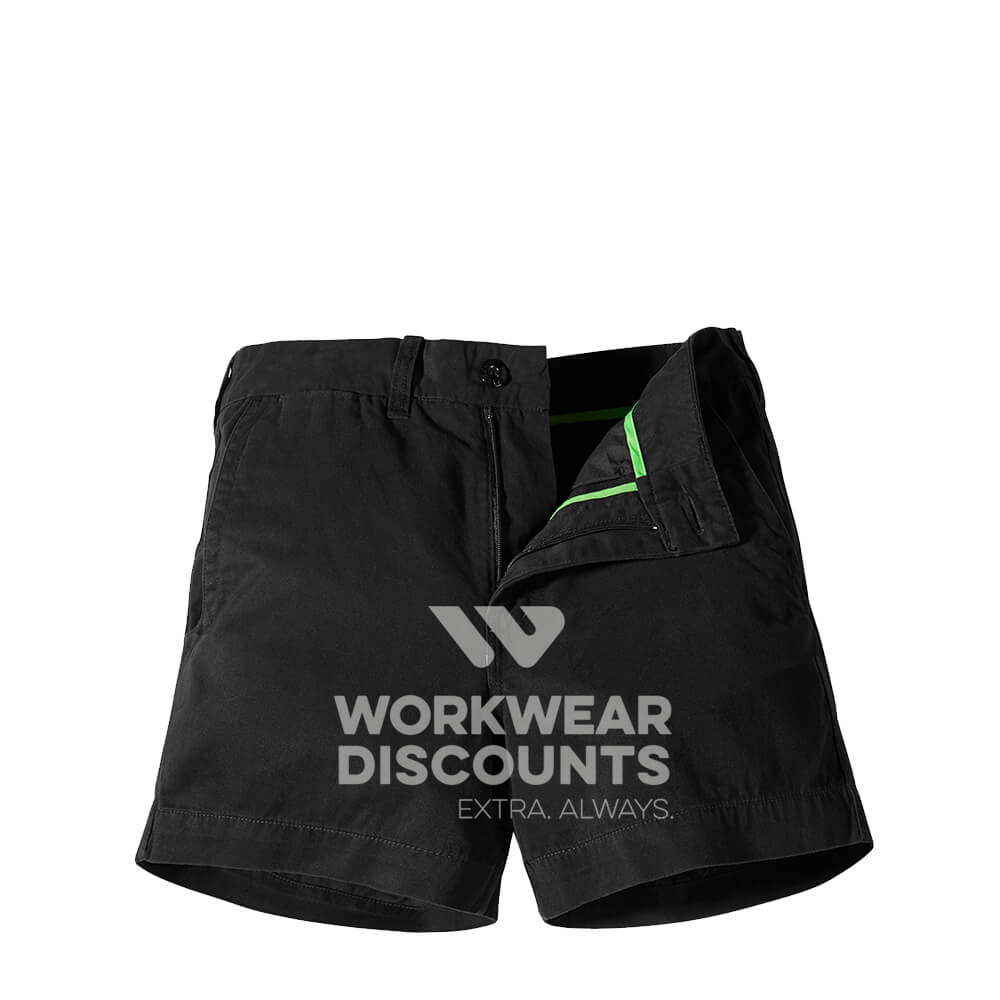 FXD WS2W Ladies Cotton Twill Short Shorts Black Front