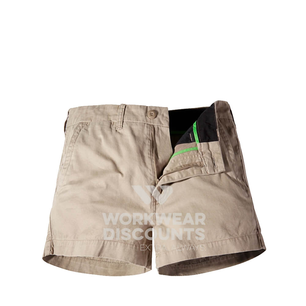 FXD WS2W Ladies Cotton Twill Short Shorts Khaki Front