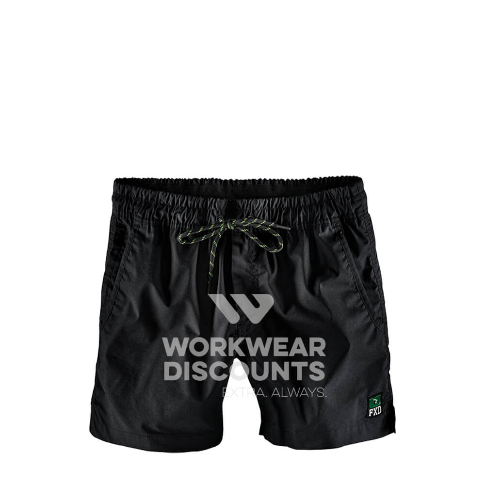 FXD WS4 Elastic Waist Stretch Ripstop Shorts Black Front