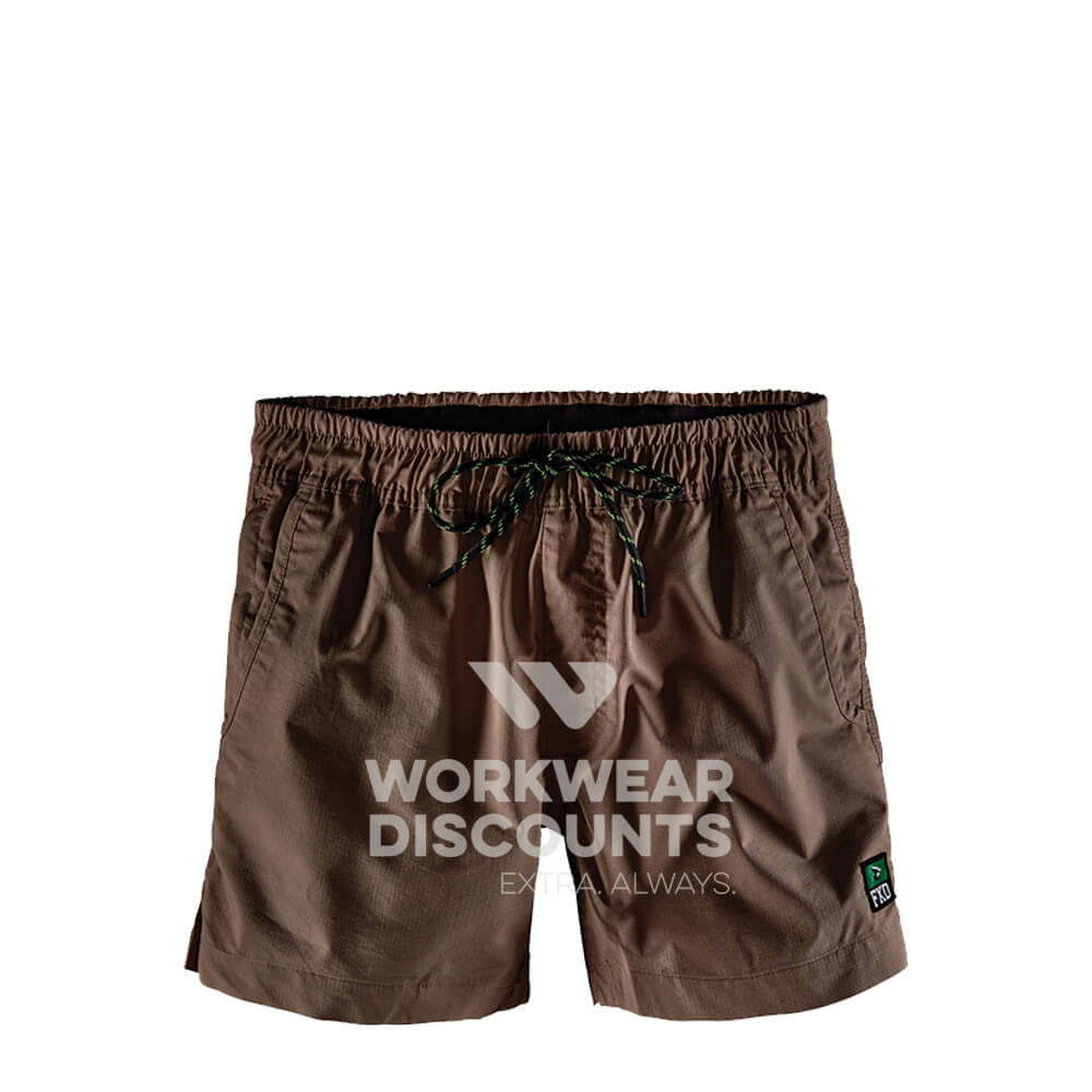 FXD WS4 Elastic Waist Stretch Ripstop Shorts Khaki Front