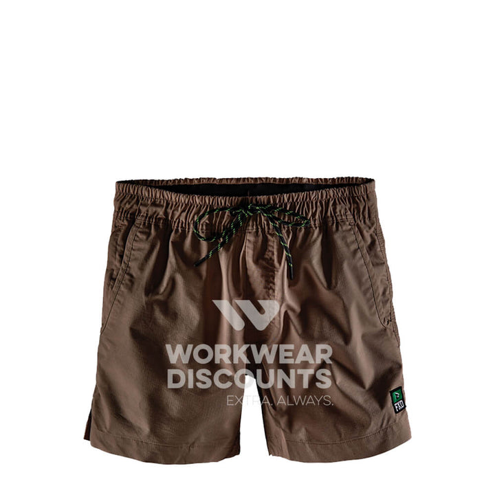 FXD WS4 Elastic Waist Stretch Ripstop Shorts Khaki Front