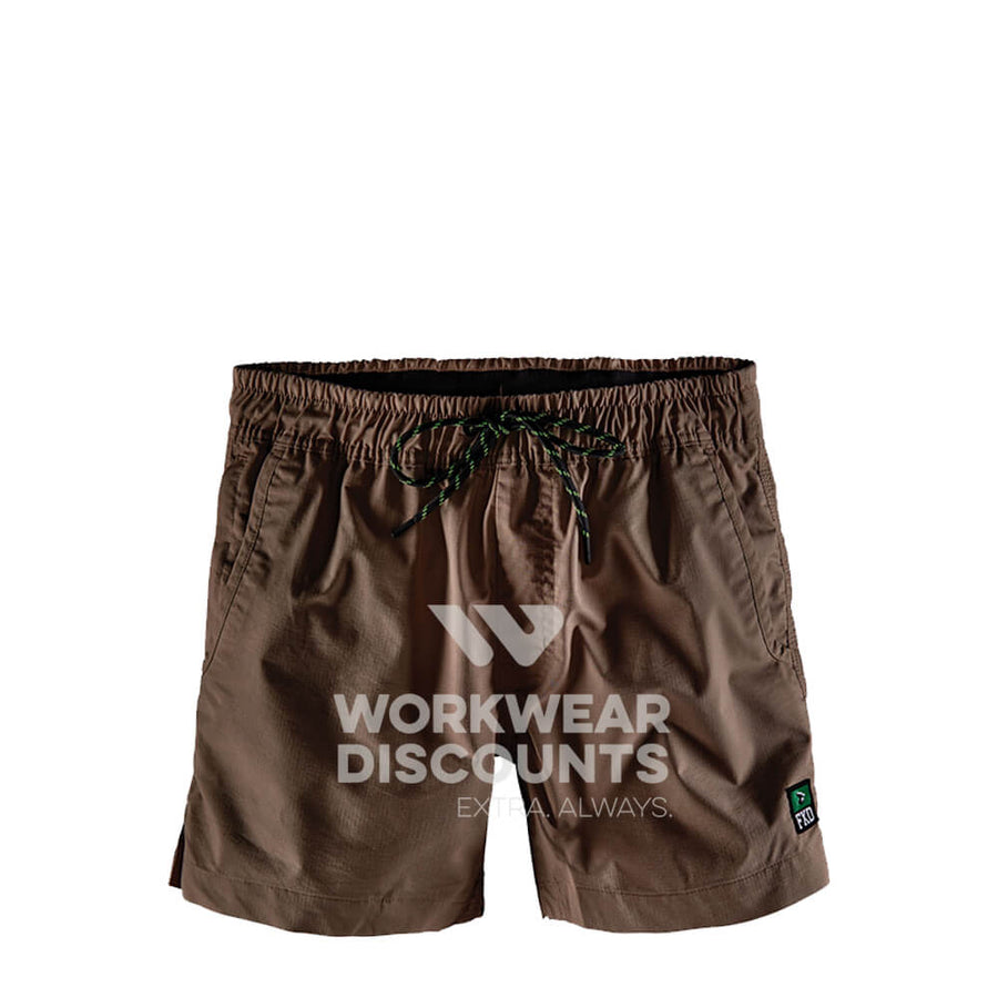 FXD WS4 Elastic Waist Stretch Ripstop Shorts Khaki Front